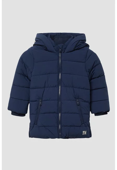 Зимно капитонирано яке с лого - Бял/Тъмносин