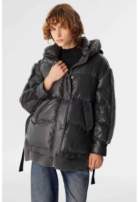 Зимно яке с дизайн 2 в 1 - Черен