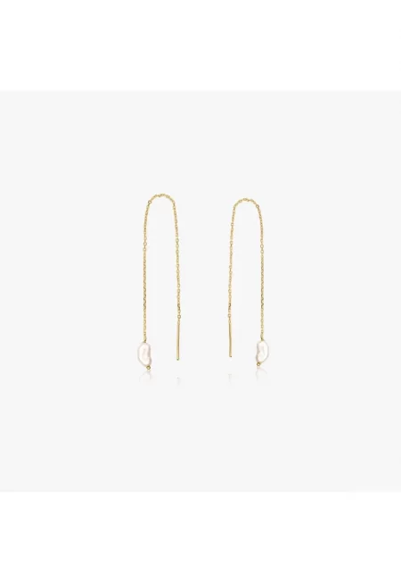 Златни обеци с перли - Естествени перли