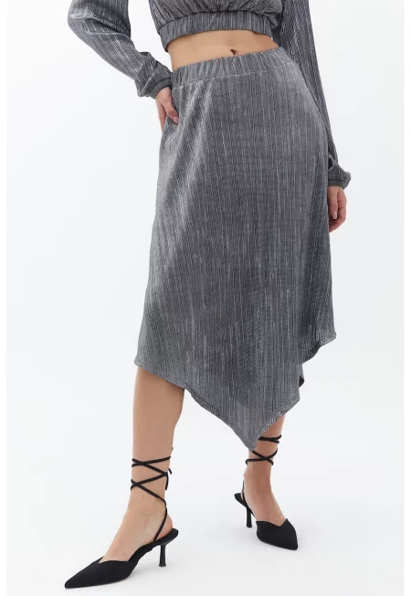 Асиметрична пола с метализиран ефект - Tъмносив