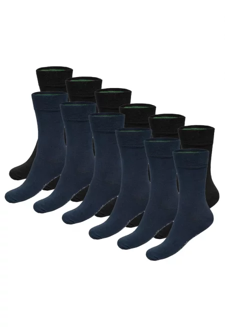 Bamboo Basic - Унисекс дълги чорапи - 12 чифта - Черен/Син