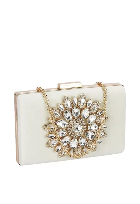 Бежова кадифена чанта клъч B18110 05 17649