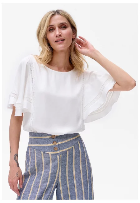 Блуза с ръкави с набори Sassy