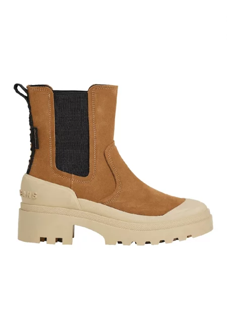 Боти Chelsea с масивен ток - Черен/Карамел