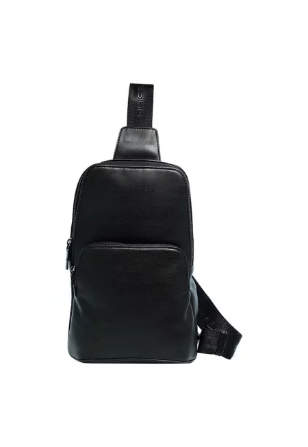 Чанта от еко кожа с текстил - Черен