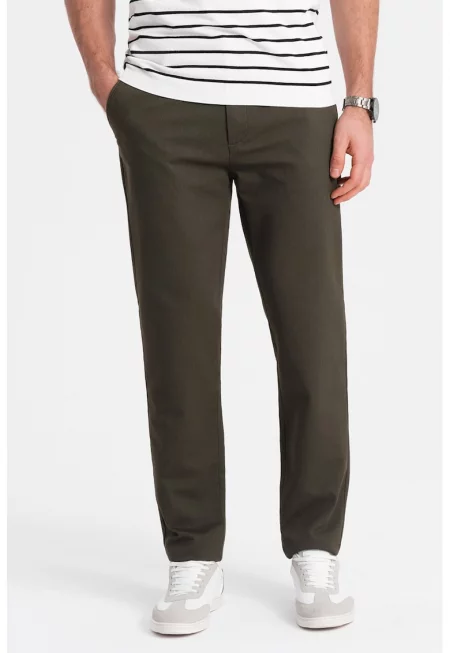 Чино панталон с релеф - Каки