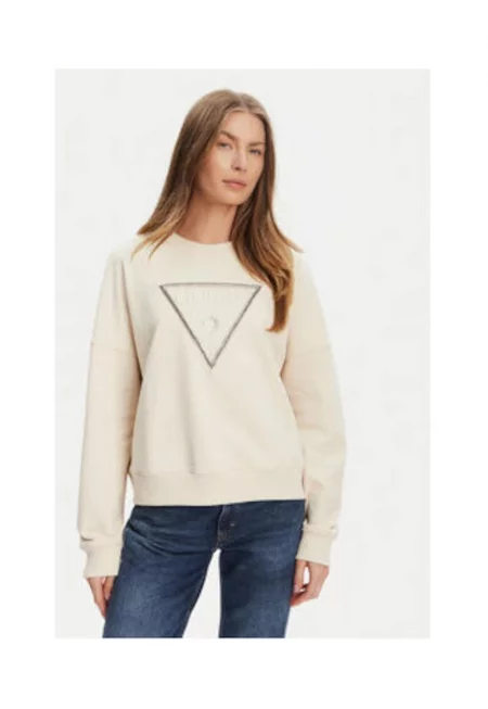 Cotton Sweatshirt With Dropped Sleeves - Бежов