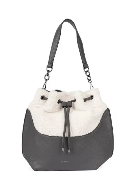 Дамска чанта  сива с подплата от агнешка кожа - практична и елегантна