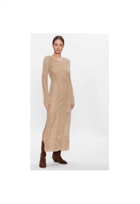 Дамска рокля -  301999140 - Памук - Бежово - Бежов