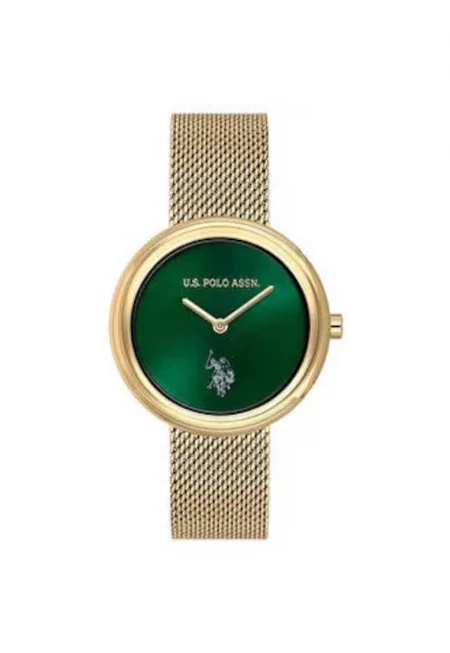 Дамски часовник  USPA2094-05 - златист - метална каишка - зелен циферблат - 35 мм