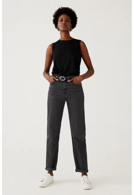 Дънки Boyfriend над глезена - Антрацитно сиво