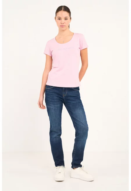 Дънки Boyfriend с миди талия - Тъмносин