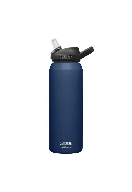 Eddy® + филтрирана от LifeStraw® вакуумно изолирана бутилка за вода от неръждаема стомана - тъмносиня - 1000 ml