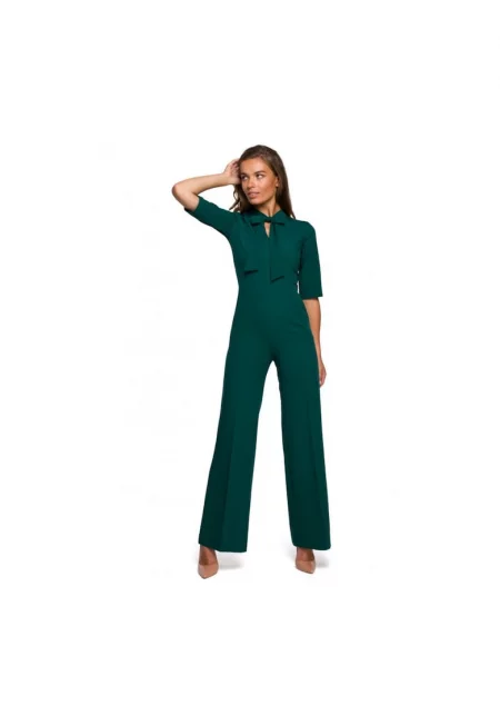 Елегантен гащеризон Стил - С връзка - Вискоза - Зелен