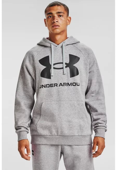 Фитнес худи Rival с лого и ръкави реглан - Сив