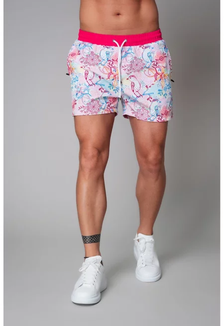 Флорални шорти със странични джобове с цип