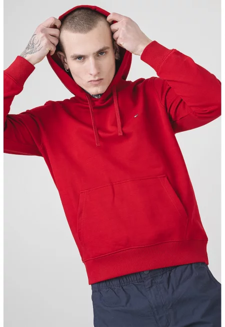 Худи с джоб кенгуру - Червен
