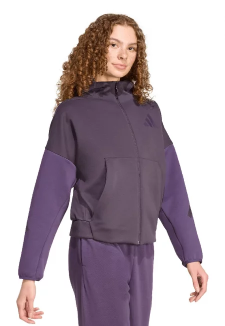 Худи Z.N.E с цип и паднали ръкави - Виолетов/Тъмновиолетов