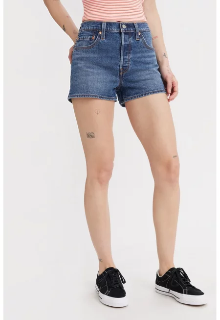 Къси дънки 501® с висока талия - Прашно синьо