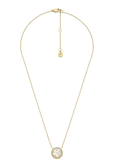 Колие от неръждаема стомана със седеф - Златист