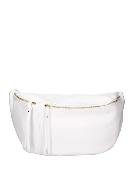 Кожена чанта през рамо - Бял