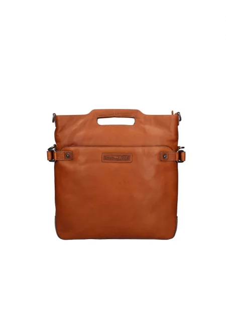 Кожена чанта през рамо с отделяща се презрамка - Кафяв