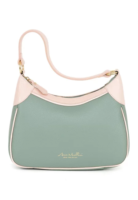 Кожена чанта през рамо Sabbatina с отделяща се презрамка - Зелени аспержи