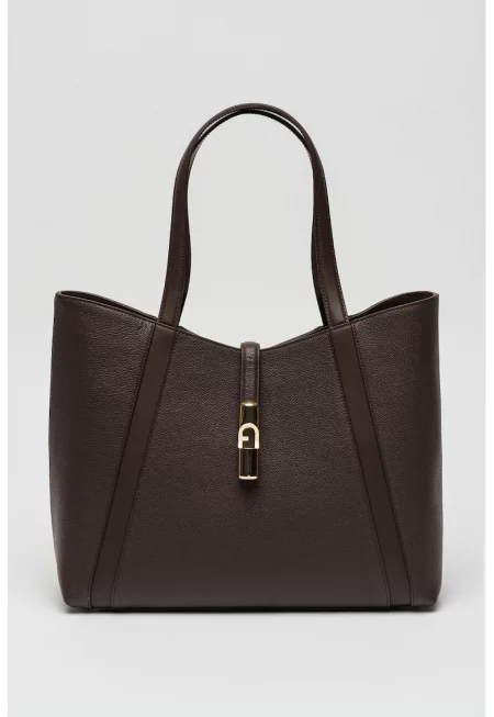 Кожена чанта Tote Goccia - Тъмнокафяв