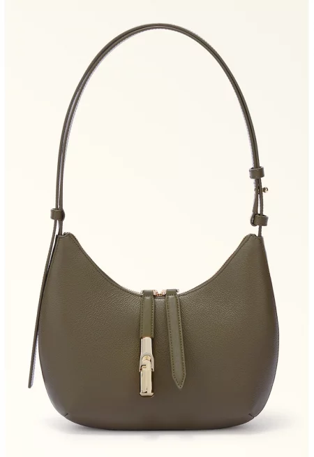 Кожена чанта за рамо Goccia - Маслинено зелено