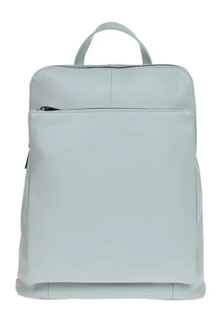 Кожена конвертируема раница с джобове с цип - Пастелносин