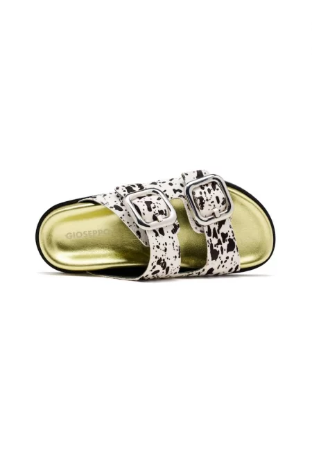 Кожени чехли Mifflin с принт - Тъмнокафяв/Бежов