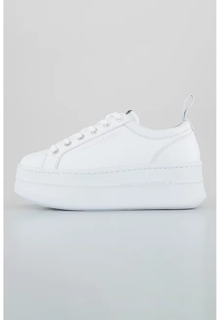 КОжени спортни обувки Kobo III с текстил - Бял