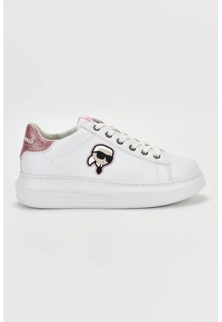 Кожени спортни обувки с лого - Бял/Розово