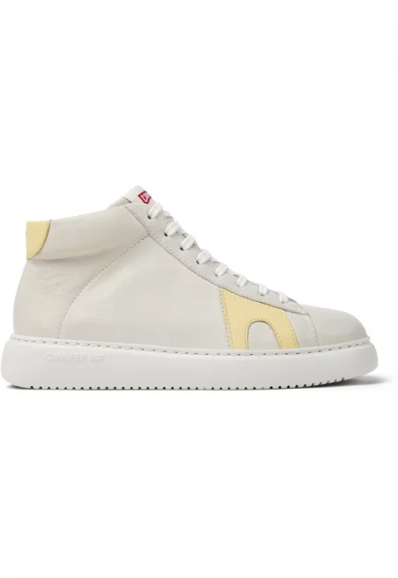 Кожени спортни обувки с лого - Бял