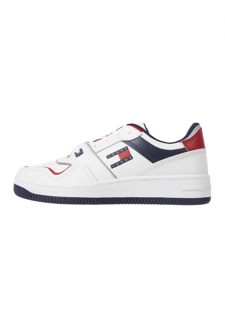 Кожени тренировъчни обувки с лого - Бял/Тъмносин