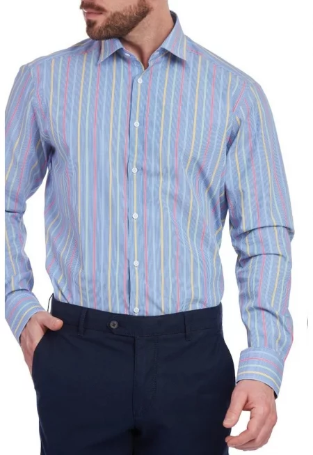 Мъжка риза -  модерна кройка 5950 - Синя