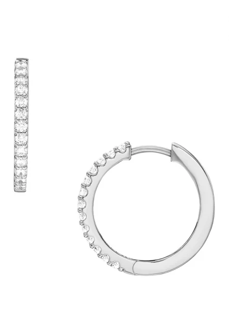 Обеци тип халки с циркони - Сребрист