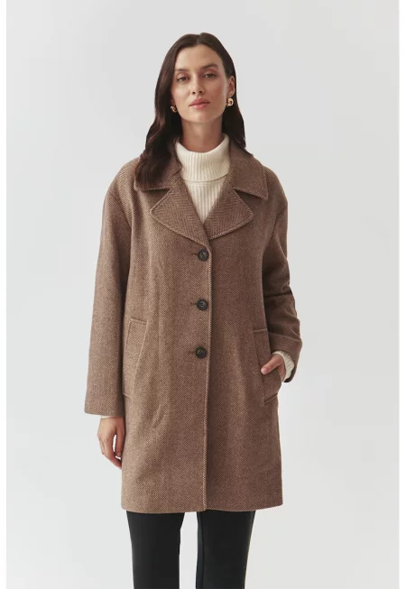 Палто с джобове - Кафяв