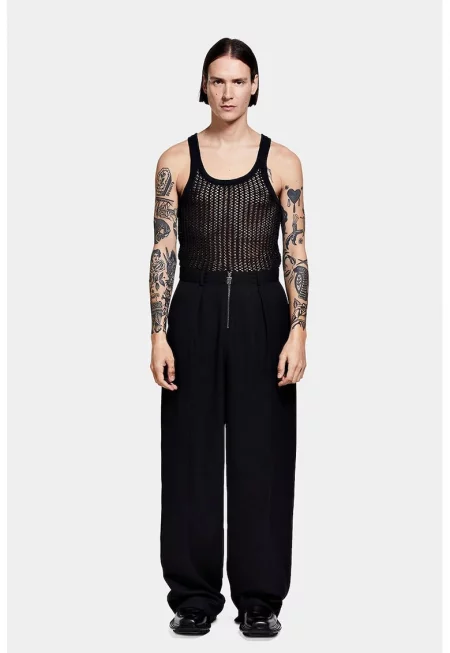 Памучен потник - вдъхновен от банските костюми от 30-те години на миналия век - Черен