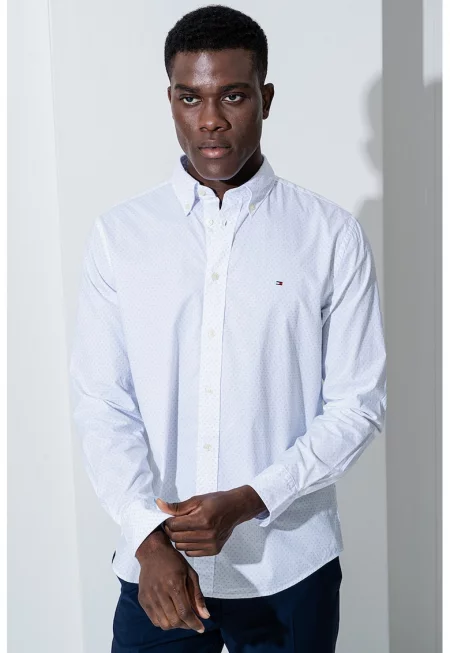 Памучна риза с фигурален принт