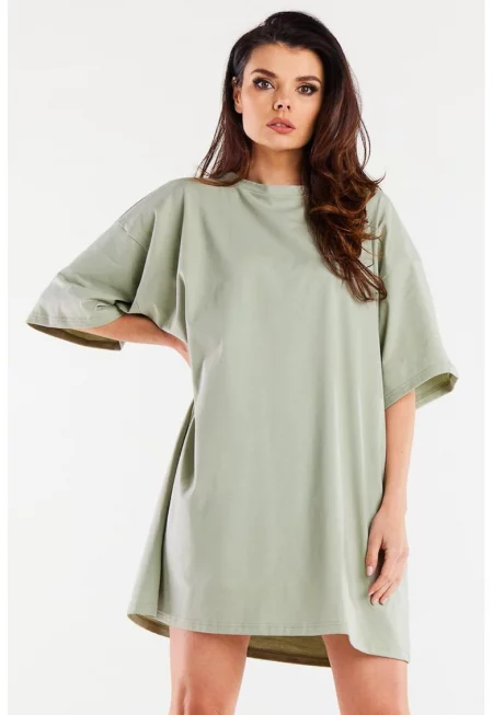 Памучна рокля с къс ръкав -