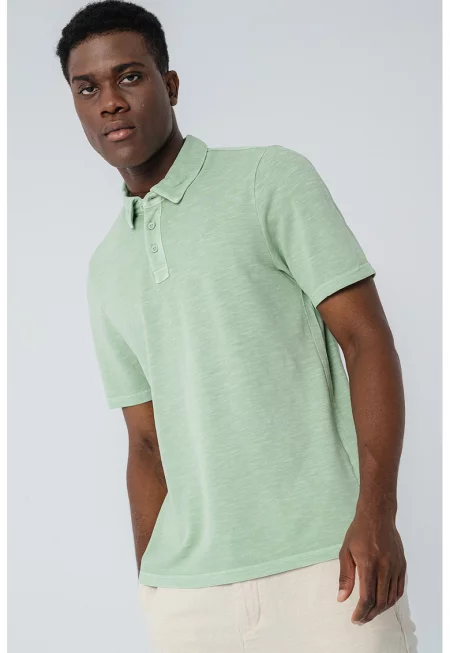 Памучна тениска Palco Palco с яка - Бледозелен