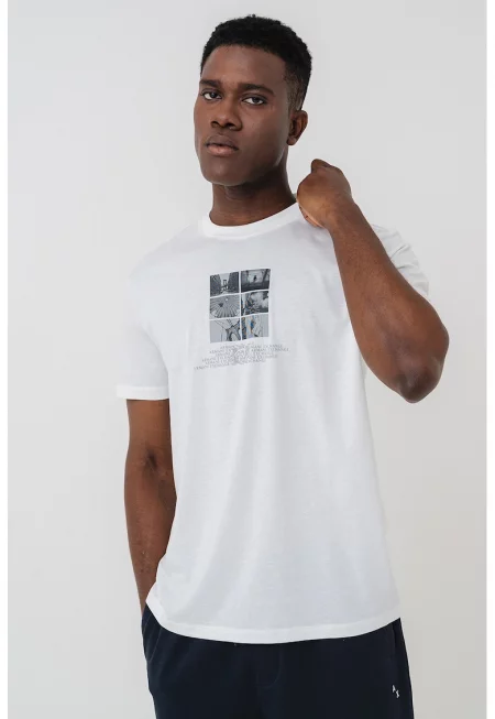 Памучна тениска с фотопринт и лого