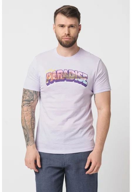 Памучна тениска с овално деколте