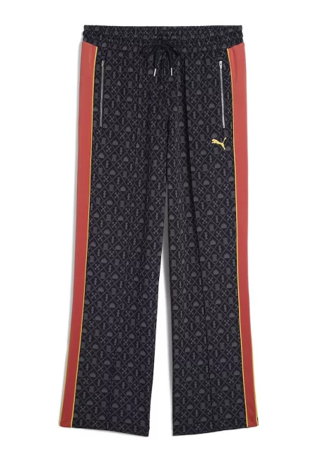 Панталон с лого и джобове с цип - Оранжев/Избеляло черно