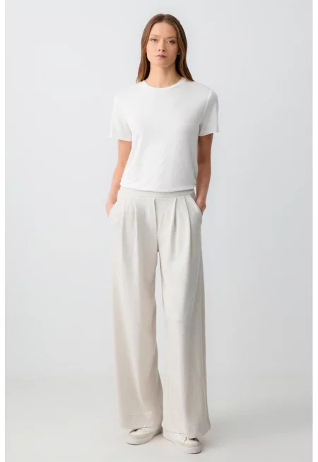 Панталон с набирания - Мръснобял