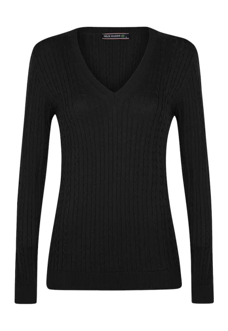 Плетен пуловер с шпиц