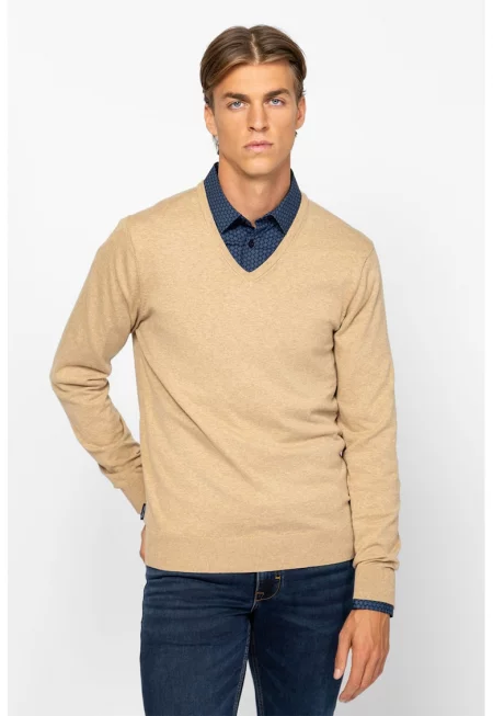 Плетен пуловер с шпиц