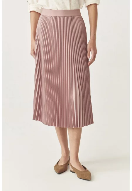 Плисирана миди пола - Розова сьомга