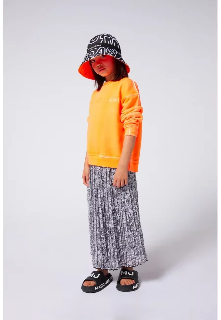 Плисирана пола с надпис - Черен/Мръснобял